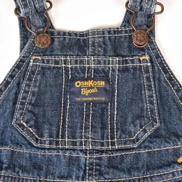 OSHKOSH B'GOSH Denim Jean Shortalls Overall Shorts Size 3 Months - Picture 2 of 5